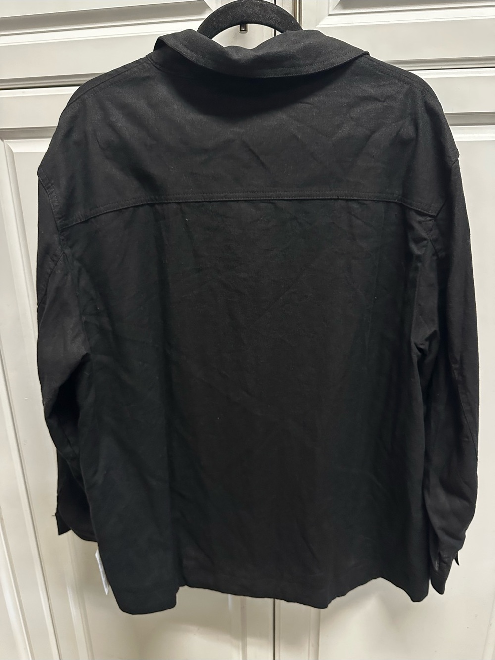 Linen Blend Black Utility Button-Front - Picture 2 of 3